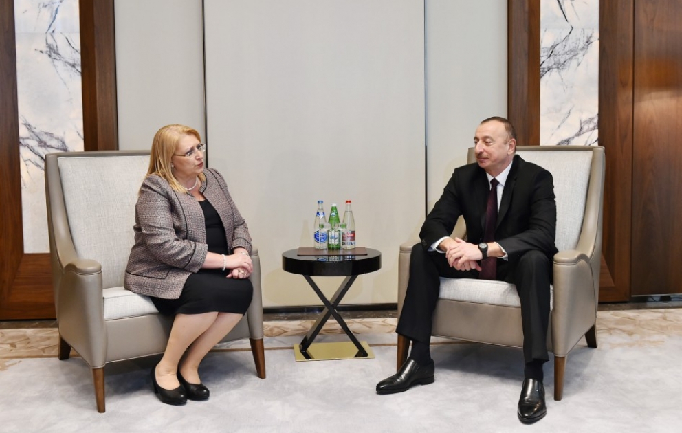 Präsident Ilham Aliyev trifft sich mit seiner maltesischen Amtskollegin