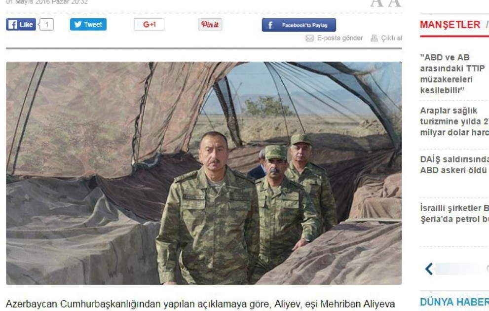 Türkiyə KİV-lərində cəbhəboyu zonadan reportajlar yayımlanıb