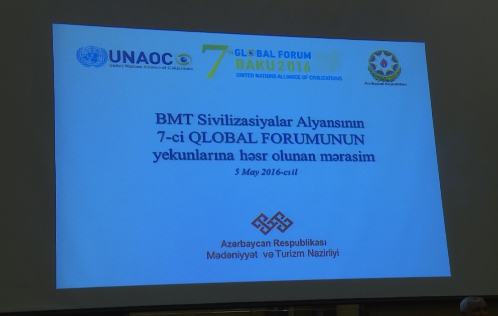 BMT Sivilizasiyalar Alyansının VII Qlobal Forumunun təşkilində fərqlənənlərə mükafatlar təqdim olunub