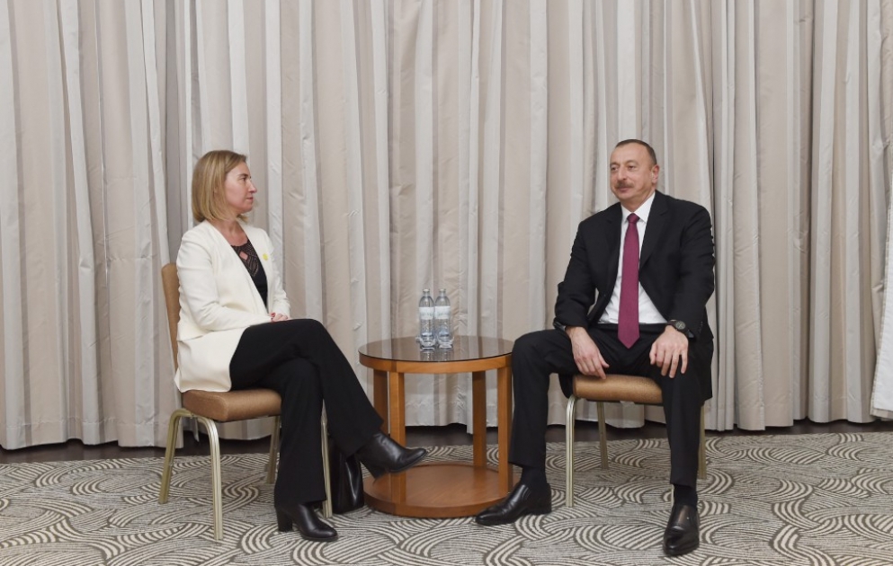 Встреча Президента Ильхама Алиева с верховным представителем Европейского Союза в Вене