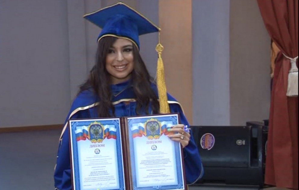 Leyla Əliyevaya Moskva Dövlət Humanitar İqtisad Universitetinin fəxri professoru diplomu təqdim olunub