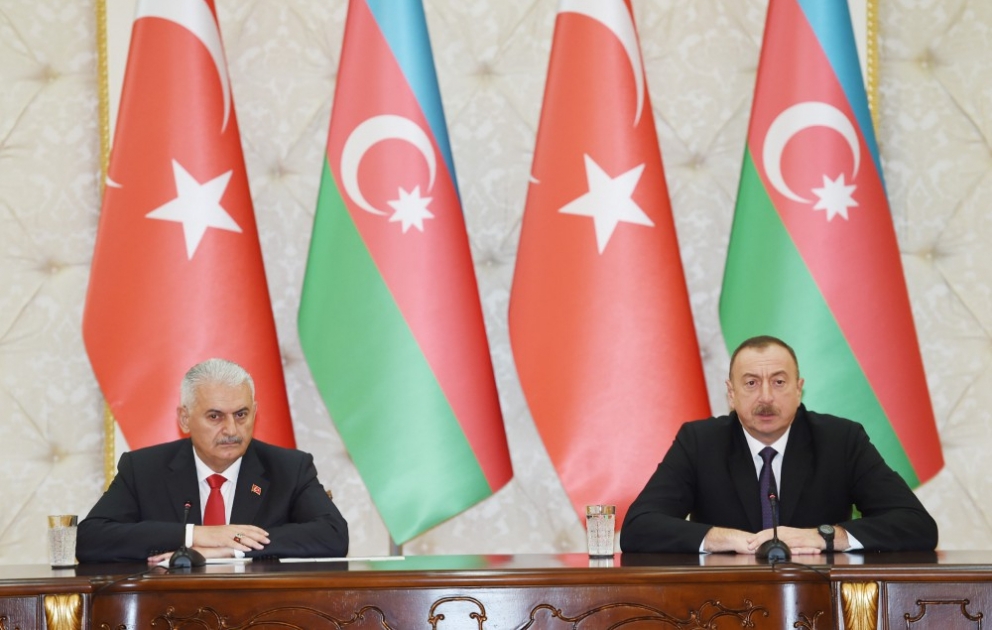 President Ilham Aliyev and Turkish Prime Minister Binali Yildirim made statements for the press