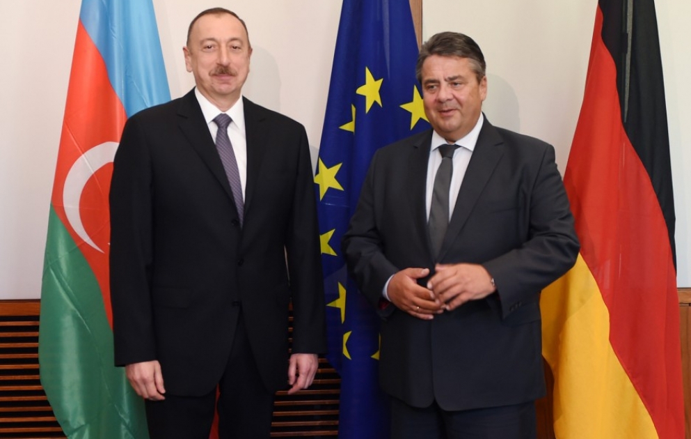 Treffen von Aserbaidschans Präsident mit Vizekanzler Deutschlands