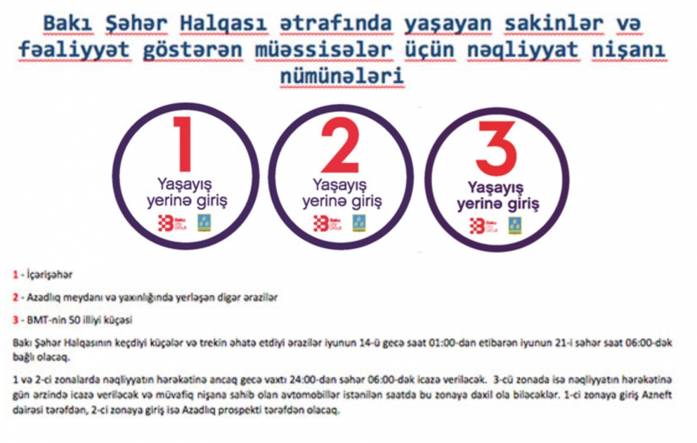 Trek ətrafında maneəsiz hərəkət üçün nəqliyyat nişanları verilir