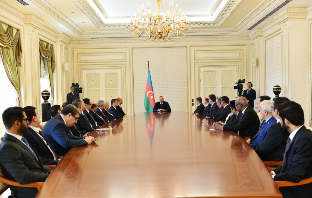 President Ilham Aliyev received heads of diplomatic missions and international organizations of Muslim countries in Azerbaijan on the occasion of the holy month of Ramadan