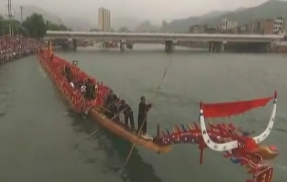 The world's longest dragon boat -  in China
