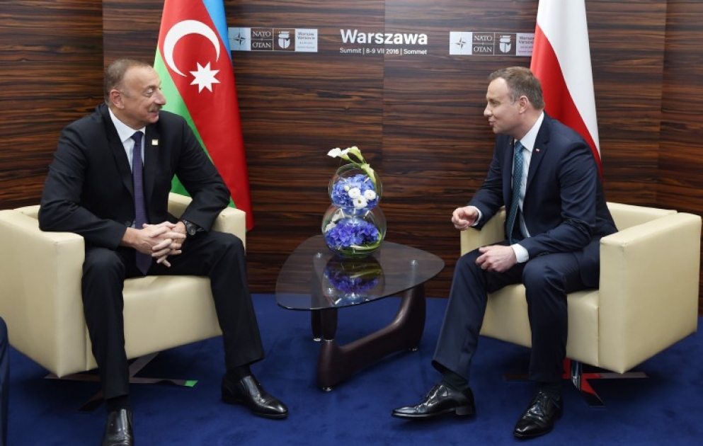 Встреча Президента Азербайджана Ильхама Алиева с Президентом Польши Анджеем Дудой