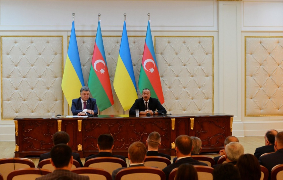 Pressekonferenz von Präsident Ilham Aliyev und Präsident Petro Poroschenko