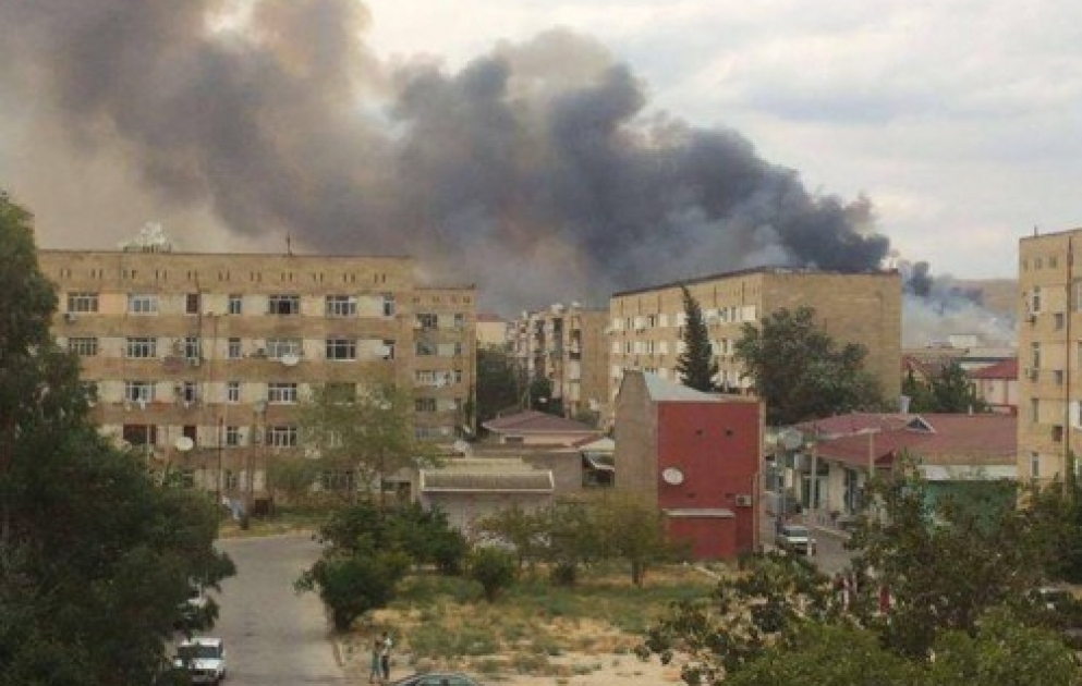 Explosion in der Stadt Schirvan