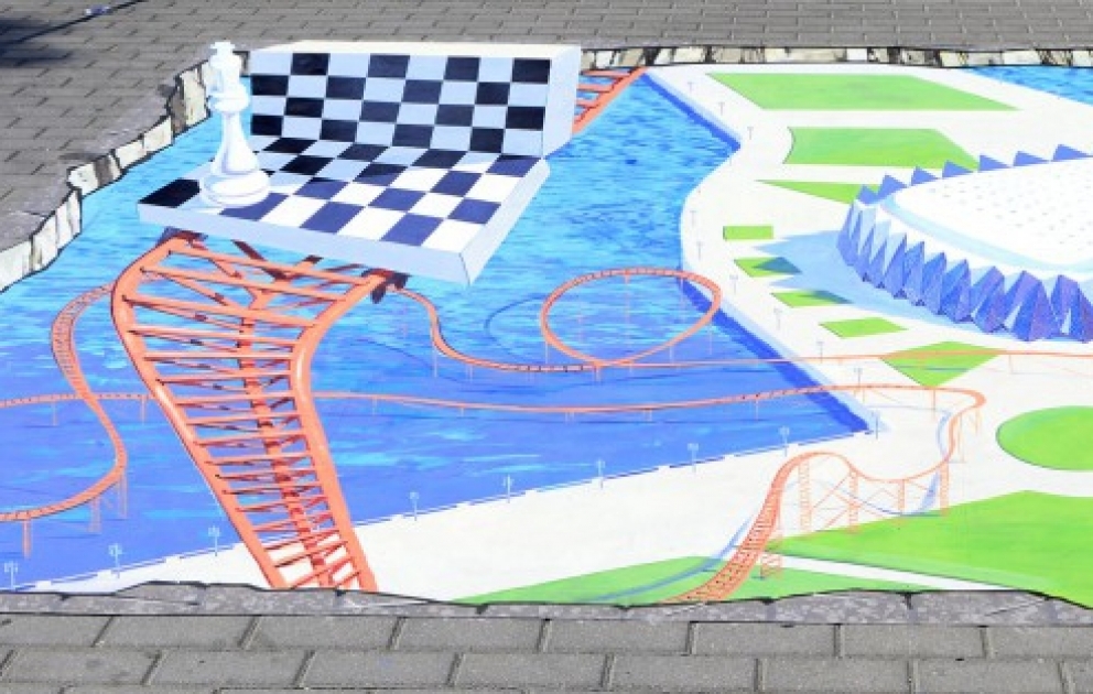 3D табло «street-art» в честь 42-ой Всемирной шахматной Олимпиады в Баку