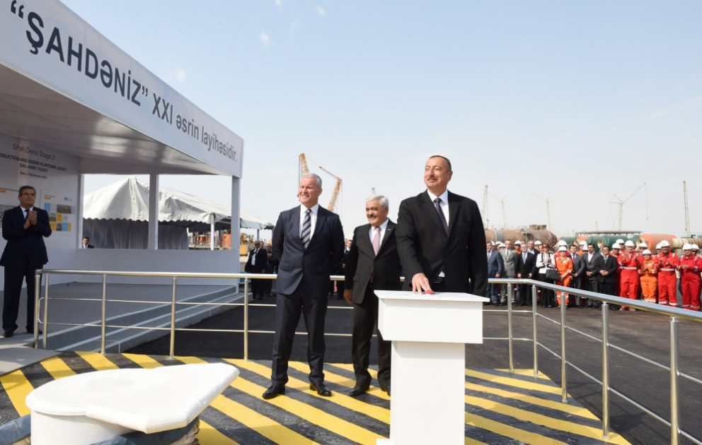 President Ilham Aliyev attended Shah Deniz 2 platform jacket sail away event