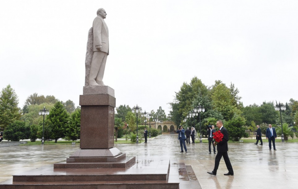 President Ilham Aliyev arrived in Masalli district for a visit