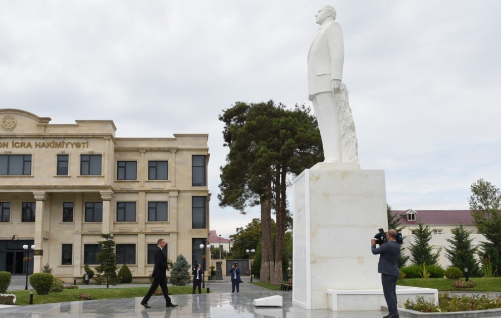 President Ilham Aliyev arrived in Bilasuvar district for a visit