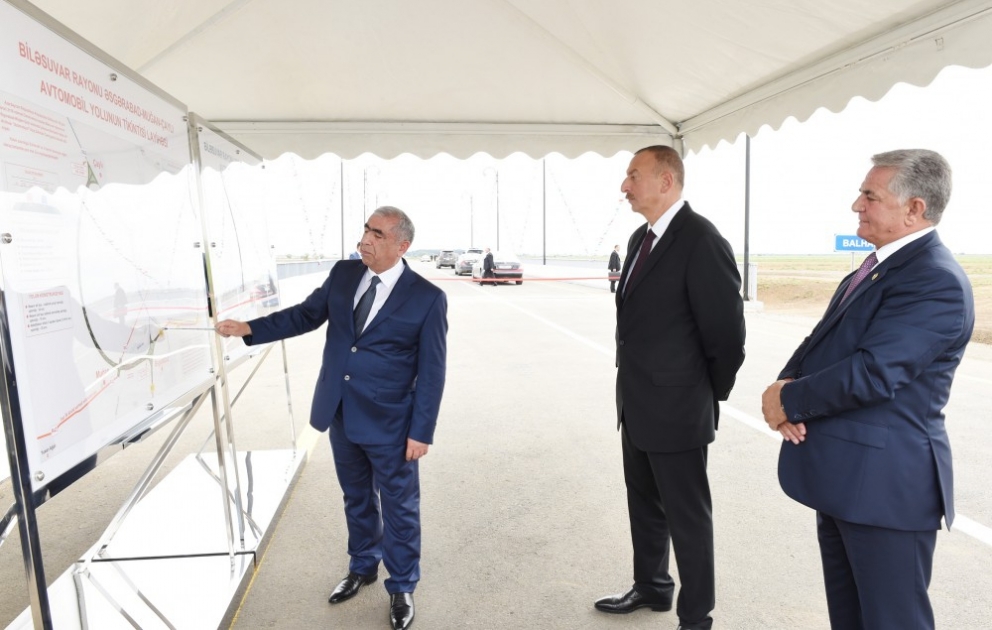 President Ilham Aliyev inaugurated newly reconstructed Asgarabad-Mughan-Chayli highway in Bilasuvar