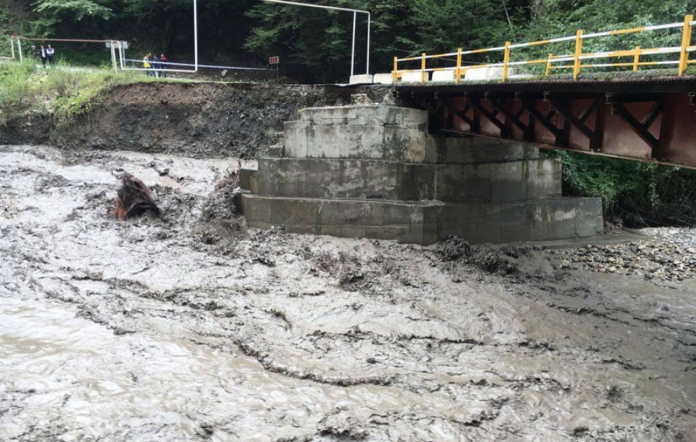Khinalig road washed out by mudflow