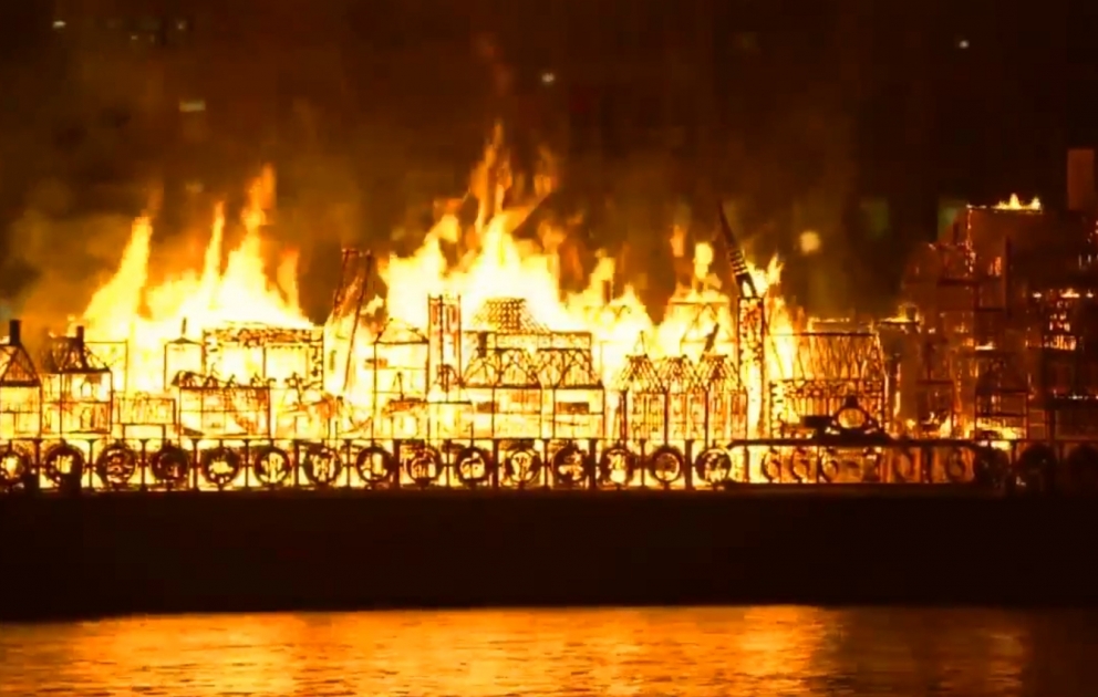 Recreation of Great Fire of London Burning 1666