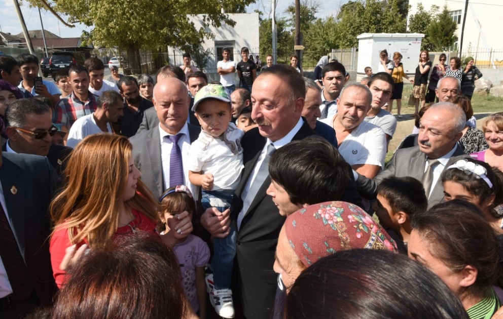 President Ilham Aliyev met with local residents in Khudat