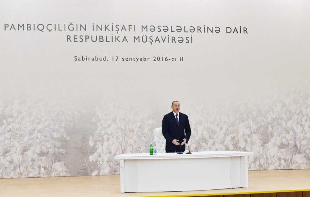 Sabirabadda Prezident İlham Əliyevin sədrliyi ilə pambıqçılığın inkişafına dair respublika müşavirəsi keçirilib