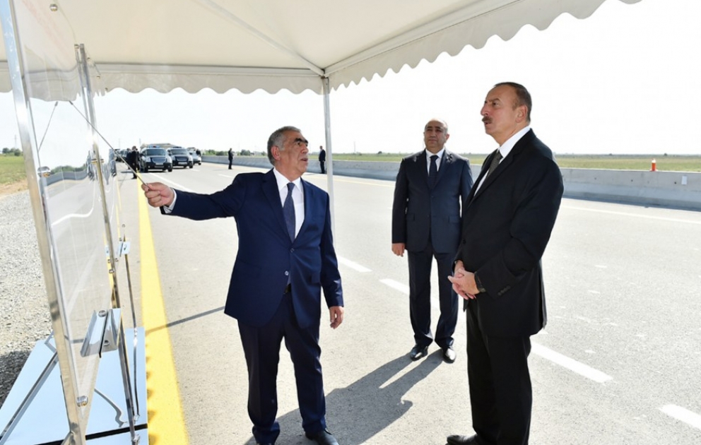 President Ilham Aliyev attended opening of newly renovated Kurdamir-Ujar-Yevlakh highway