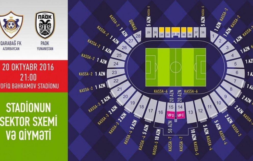 “Qarabağ”-PAOK oyununun biletləri oktyabrın 17-də satışa çıxarılacaq