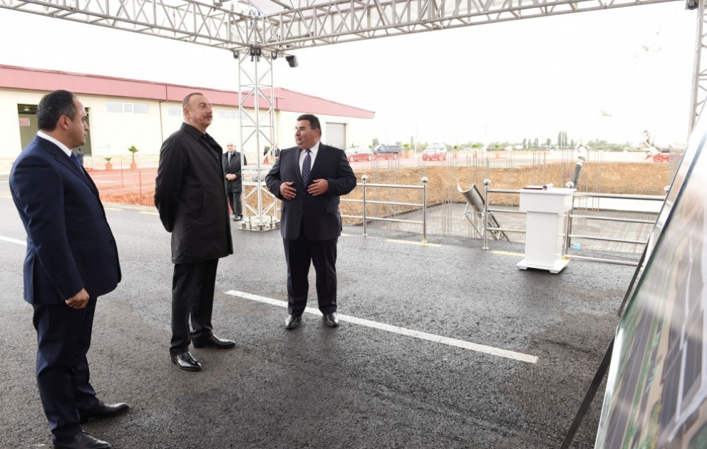 President Ilham Aliyev laid foundation of granary of Aghstafa grain processing and flour products plant