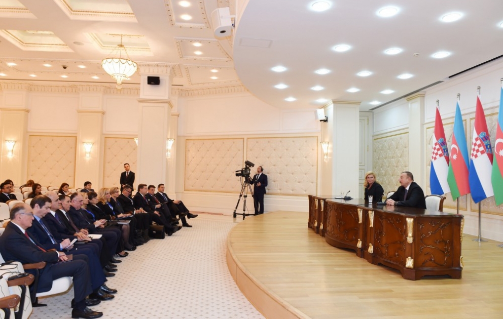 Presidents of Azerbaijan and Croatia made press statements