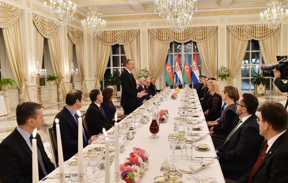 President Ilham Aliyev hosted official dinner reception in honor of Croatian President