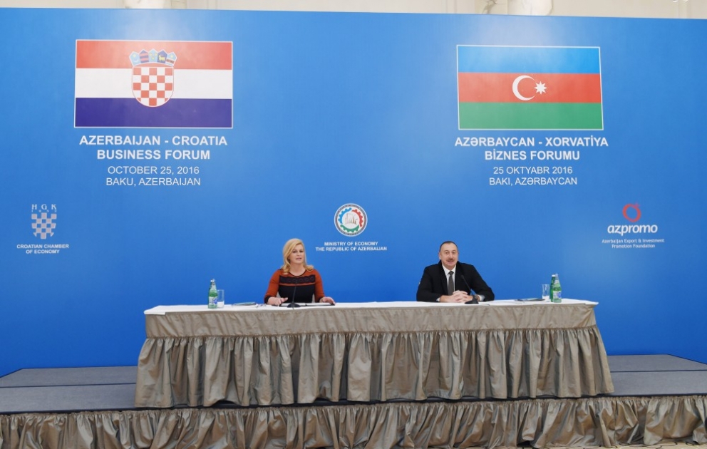 Un forum d’affaires azerbaïdjano-croate organisé à Bakou 
Les présidents azerbaïdjanais et croate ont participé à ce forum d’affaires