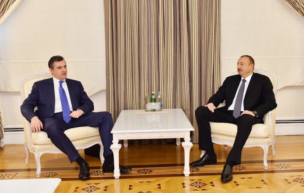 Le président azerbaïdjanais reçoit le président de la commission des Affaires étrangères de la Douma d’Etat russe
