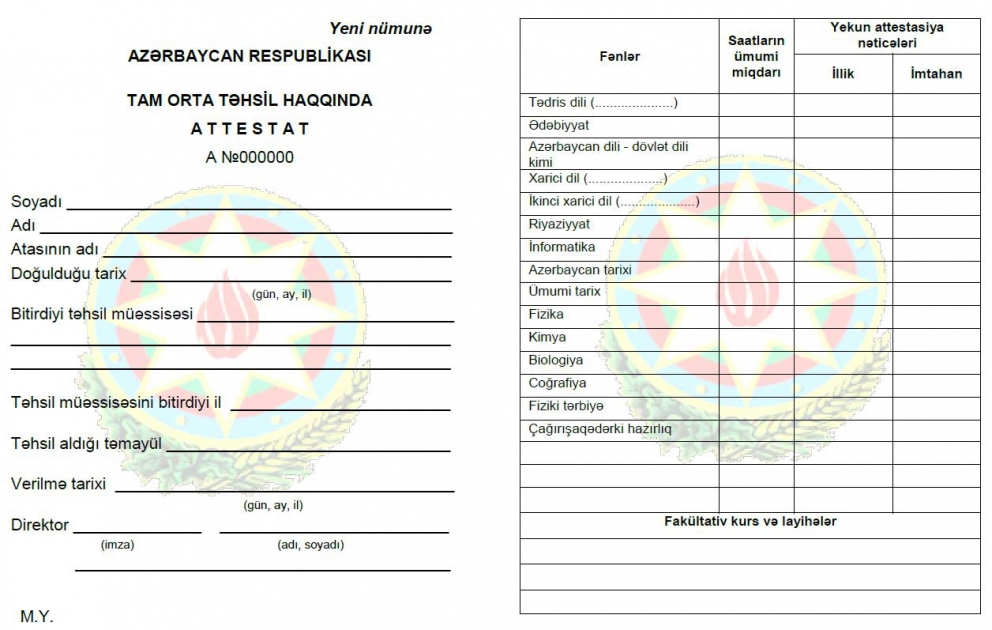Məzunlarına attestatlar yeni formada təqdim olunacaq