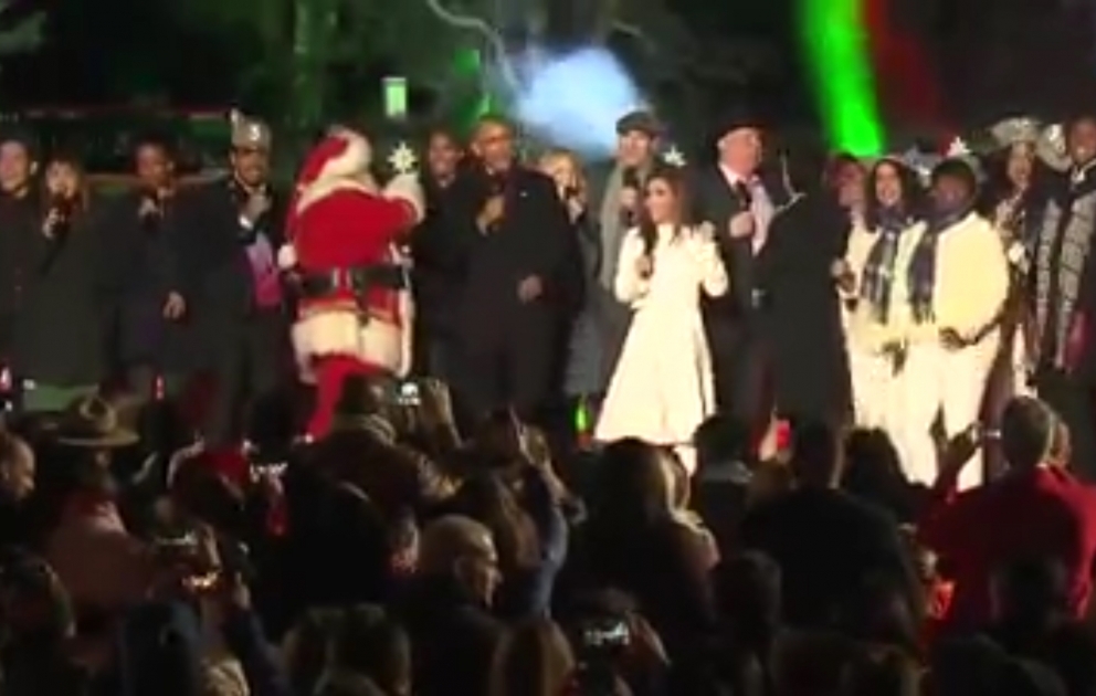 Watch President Obama ring in the National Christmas Tree Lighting ceremony with some holiday cheer