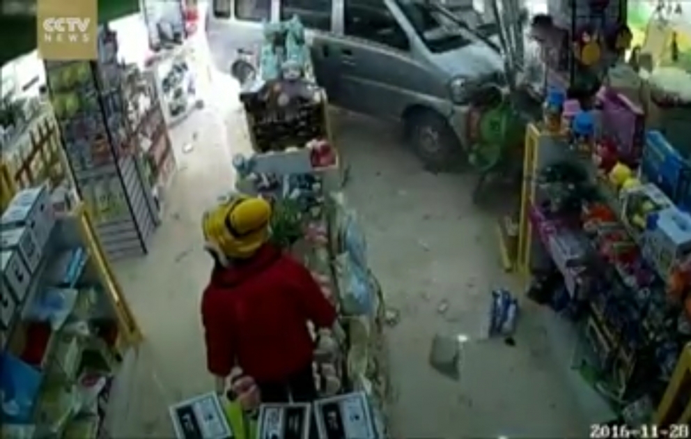 Watch the moment novice driver mistakes accelerator for break and crashes into store