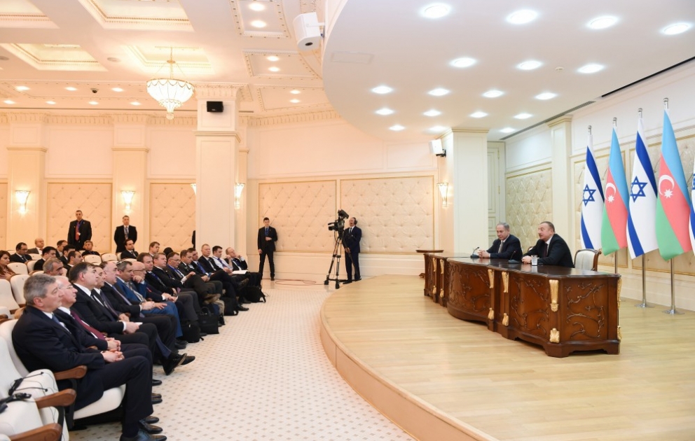 Prezident İlham Əliyev və Baş nazir Benyamin Netanyahu mətbuata bəyanatlarla çıxış ediblər