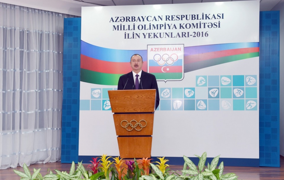Azərbaycan Prezidenti İlham Əliyev 2016-cı ilin idman yekunlarına həsr olunan mərasimdə iştirak edib