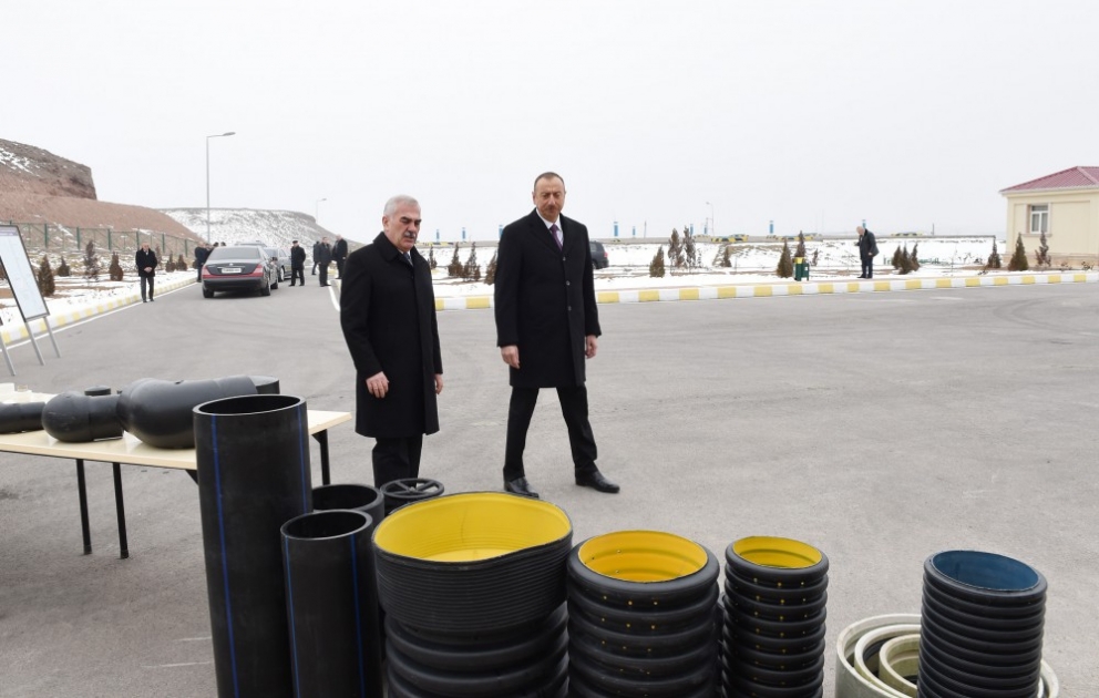 President Ilham Aliyev attended ceremony to launch drinking water supply and sewage systems in Julfa district center and surrounding villages