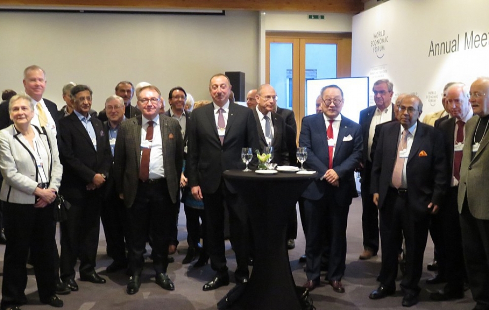 Reception was hosted for leaders who participated in World Economic Forum more than 10 times  
President Ilham Aliyev attended the event