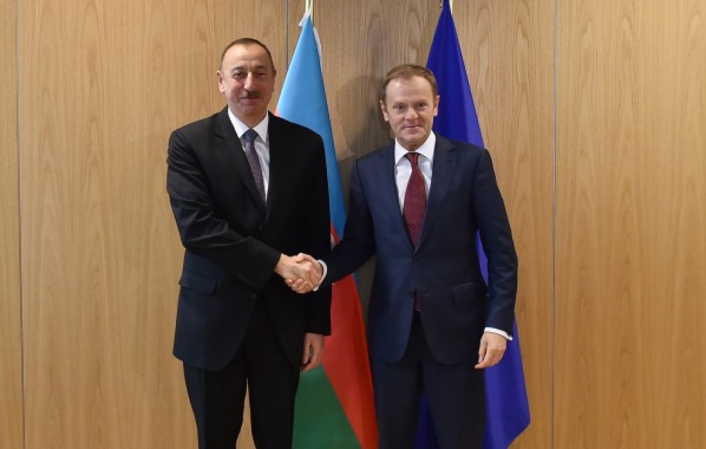 President Ilham Aliyev and President of European Council Donald Tusk made joint press statements