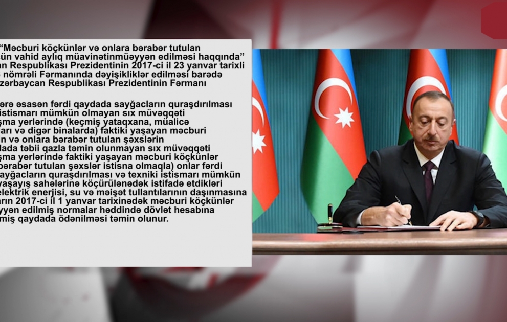 Azərbaycan Prezidenti məcburi köçkünlərlə bağlı Fərmana dəyişikliklər edib