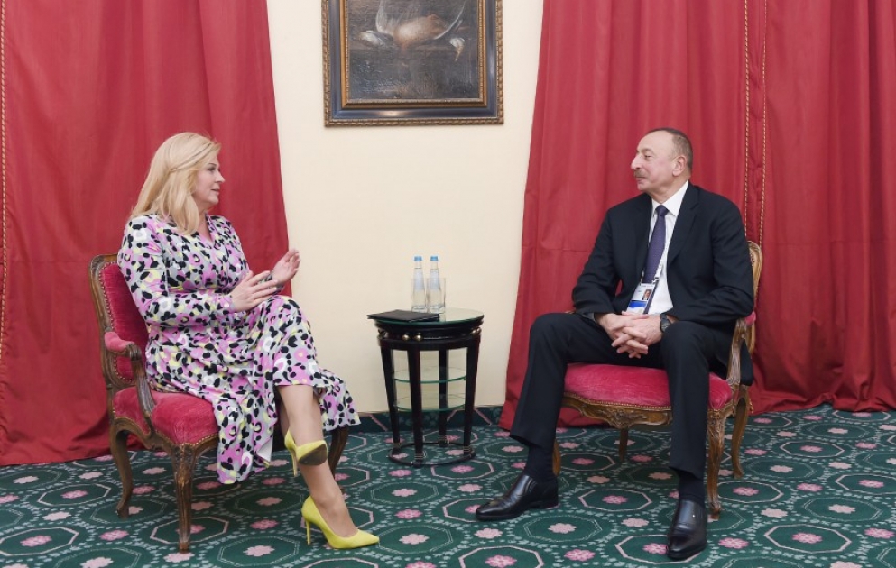 München: Präsident Ilham Aliyev trifft sich mit seiner kroatischen Amtskollegin