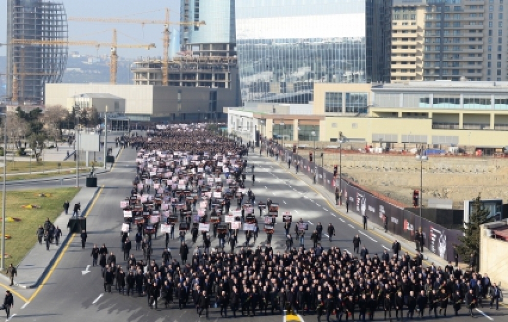 Nationwide march to commemorate 25th anniversary of Khojaly genocide held in Baku President Ilham Aliyev and First Vice-President Mehriban Aliyeva joined the march