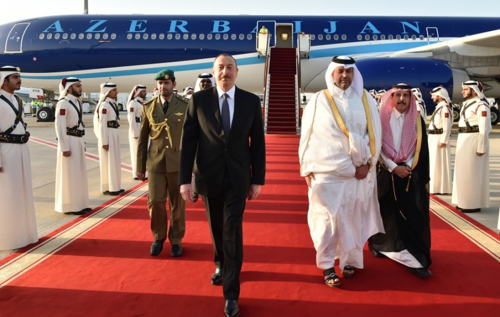 President Ilham Aliyev arrived in Qatar for official visit