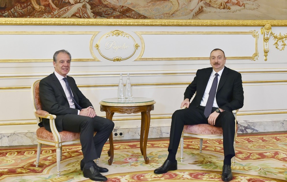 Azərbaycan Prezidenti İlham Əliyev Parisdə “CIFAL” qrupun prezidenti ilə görüşüb
