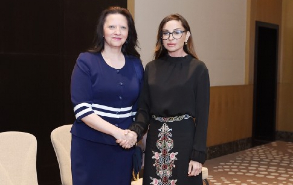Birinci vitse-prezident Mehriban Əliyeva Makedoniya Respublikasının birinci xanımı Maya İvanova ilə görüşüb