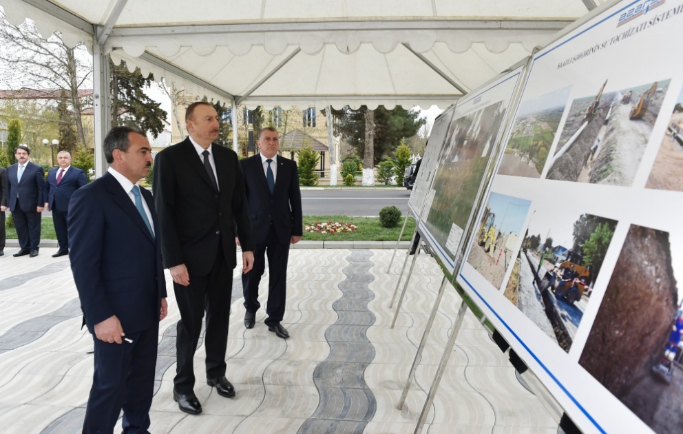 Prezident İlham Əliyev Saatlı şəhərinin su təchizatı sistemlərinin istismara verilməsi mərasimində iştirak edib