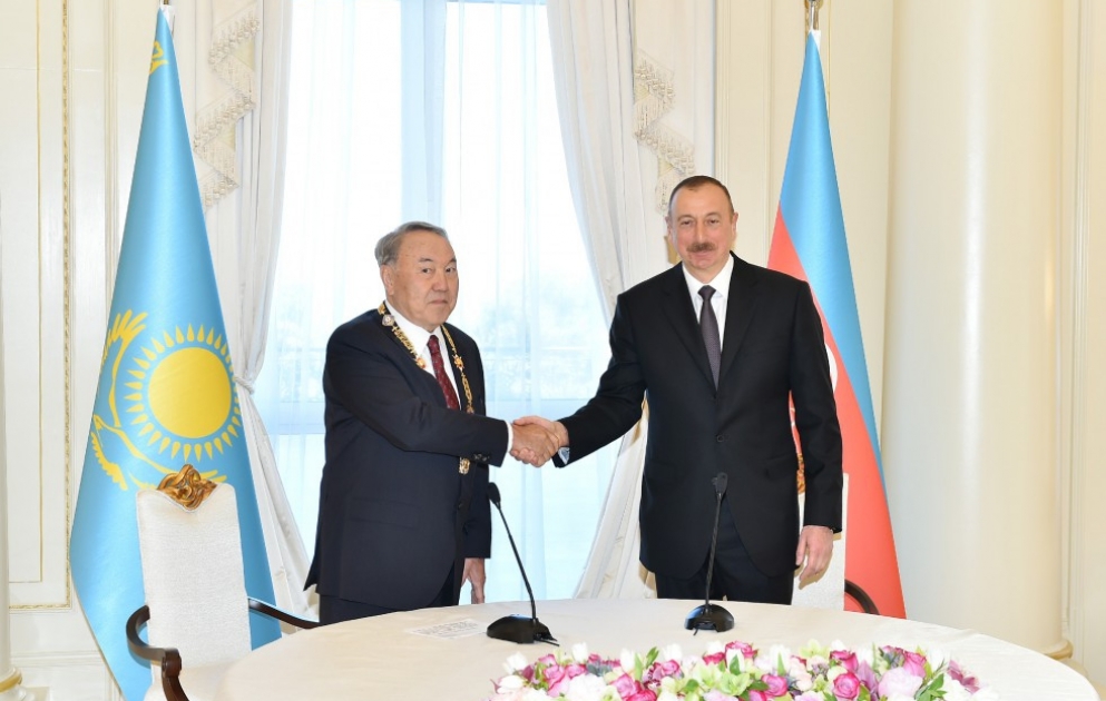 Kazakh President Nursultan Nazarbayev presented with "Heydar Aliyev" Order