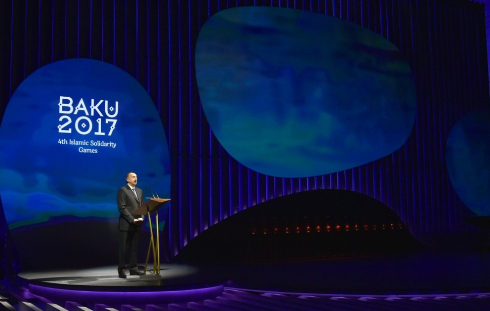Baku 2017 Islamic Solidarity Games journey starts from the Caspian 
President of Azerbaijan Ilham Aliyev attended the ceremony