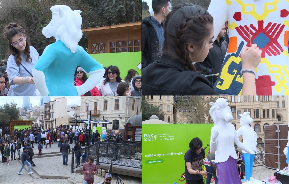 “Bakı-2017”-nin simvollarının maskot heykəlləri müxtəlif rənglərə boyandı