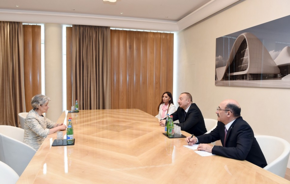 President Ilham Aliyev and first lady Mehriban Aliyeva met with UNESCO Director General