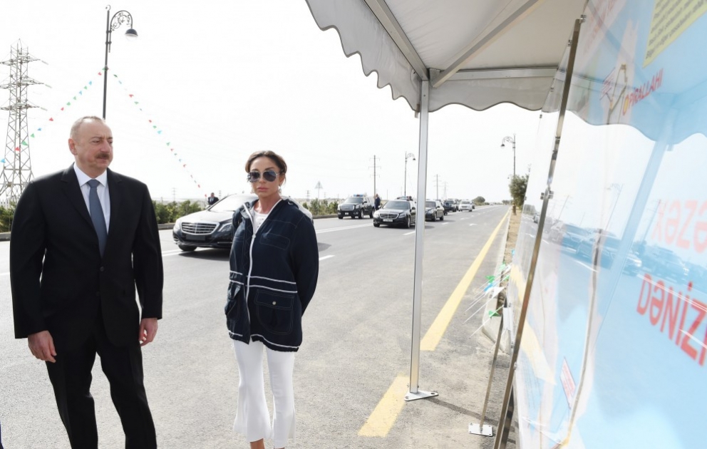 President Ilham Aliyev attended opening of newly reconstructed Samad Vurgun Street in Pirallahi