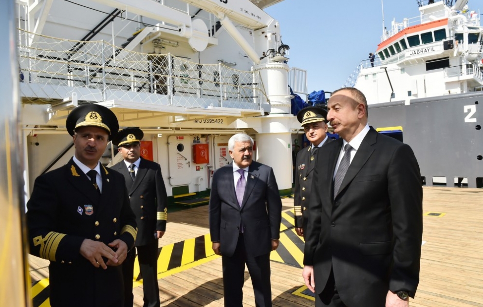 President Ilham Aliyev attended ceremony to launch “Jabrayil” and “Gubadli” ships